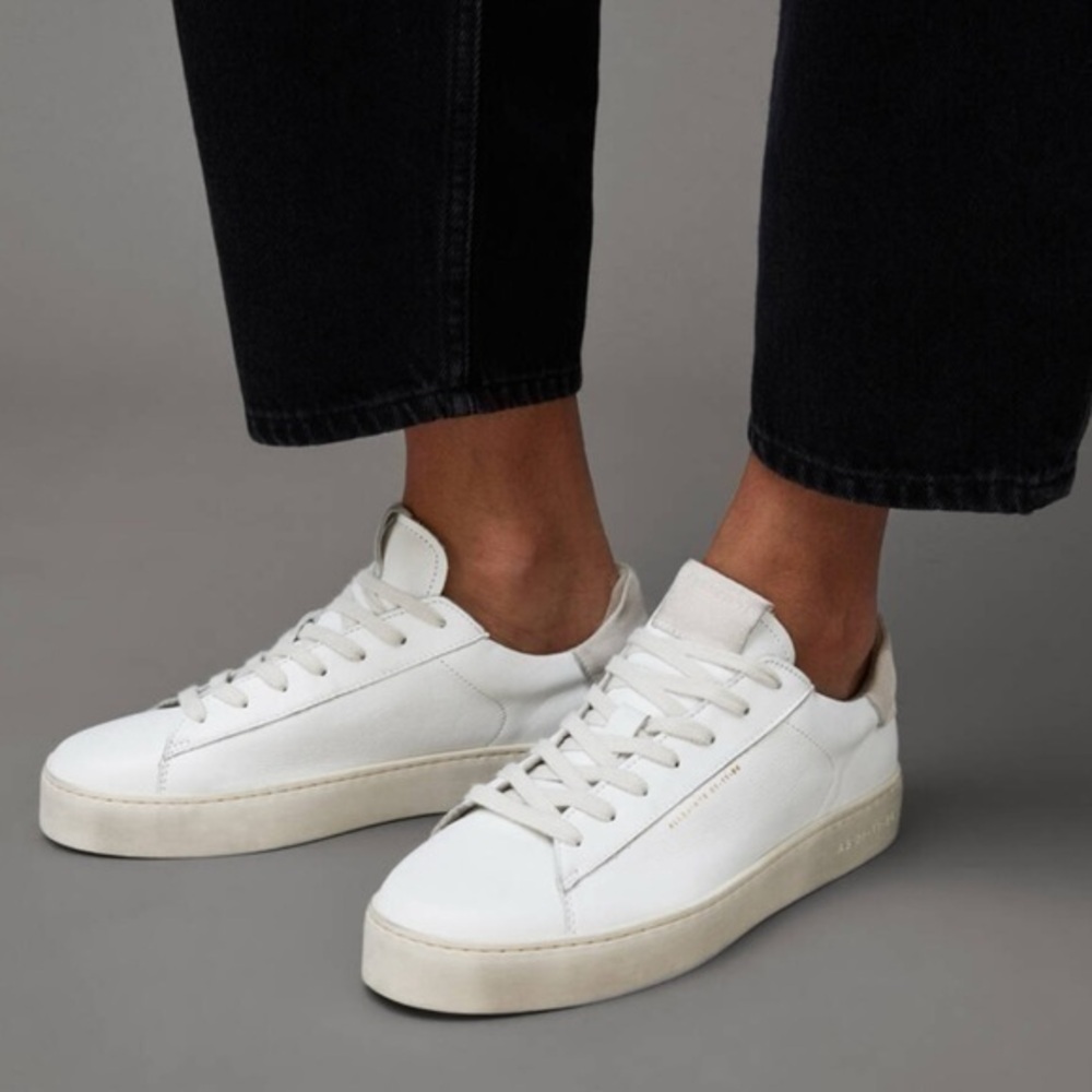 AllSaints White Leather Low-Top Sneakers